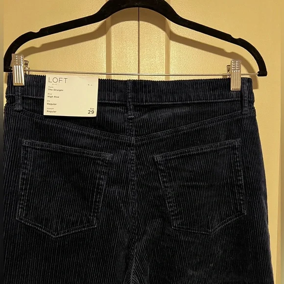 NWT Loft Dark Blue Corduroy Pants - Picture 2 of 5